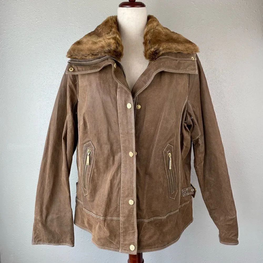 NWT Bradley Bayou Lined Leather Jacket Size L